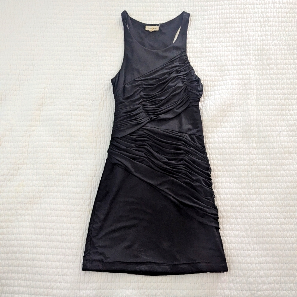Silence + Noise Black Ruched Bodycon Dress Size Small Sleeveless